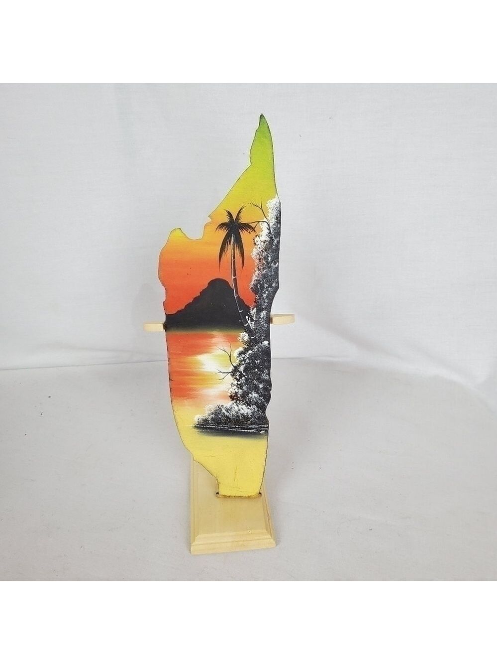 Hand painted Jamaican island board and stand